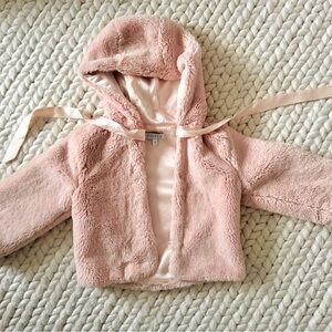 Pink fur coat 3T girl cozy jacket w Hood Baby CZ Carolina Zapf faux fur